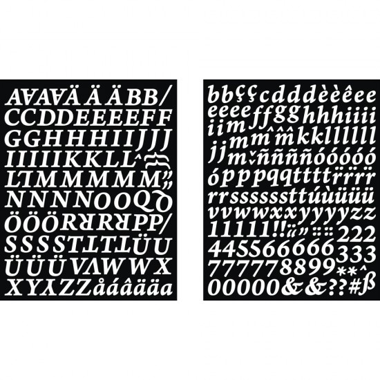 Sticker Rayher, alfabetul si numerele clasice, culoare alba