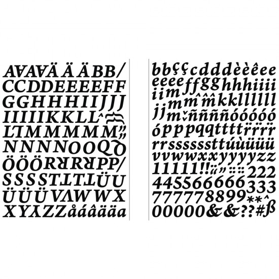 Sticker Rayher, alfabetul si numerele clasice, culoare negru