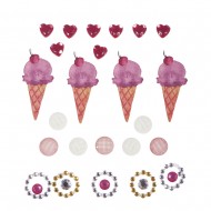 Set decorativ Rayher, inghetata, sunt adezive, dimensiune 0,5-3,5cm, 24 piese/set