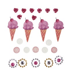 Set decorativ Rayher, inghetata, sunt adezive, dimensiune 0,5-3,5cm, 24 piese/set Set decorativ Rayher, inghetata, sunt adezive, dimensiune 0,5-3,5cm, 24 piese/set