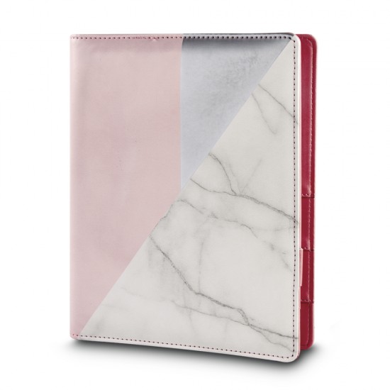 Planner A5,roz/argintiu/marble,FSCMixCred, 3-ring binder, PVC box 1pc