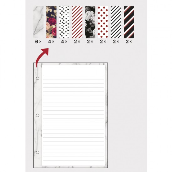Memos, A5, FSC MixCred, patterned, 100g/m2, tab-bag 24sheets