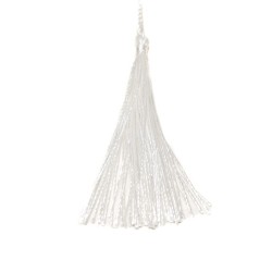 Ciucuri matase cu agatatoare, alb, 12cm, 10/set