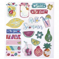 Set decorativ Rayher, stickere 3D din hartie, Summer Sweet , 21buc /set
