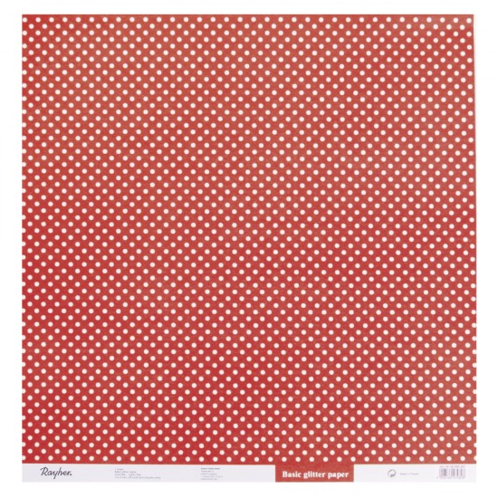 Hartie pentru scrapbooking: Sclipici Dots, classical rosu, 30.5x30.5cm, 190 g/m2