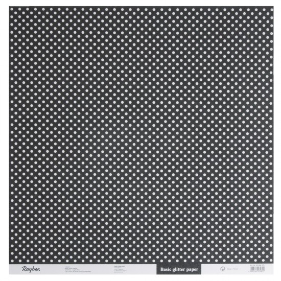 Hartie pentru scrapbooking: Sclipici Dots, negru, 30.5x30.5cm, 190 g/m2