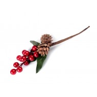 Crenguta decorativa cu conuri și bobite