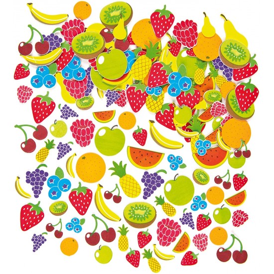 Set creativ fructe adezive, carton buretat, D= 30 - 65 mm, 30buc/set