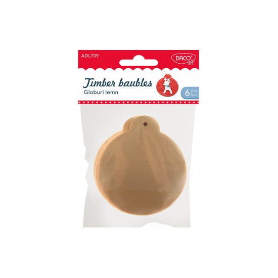 Accesorii craft – AD709 Globuri de lemn DACO, 7.8cm, 6/set