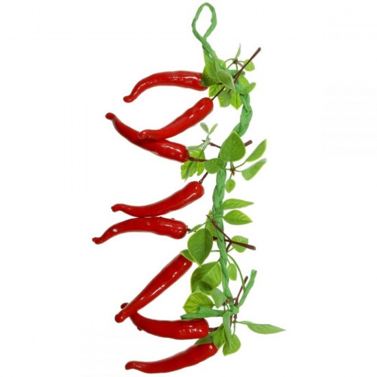 Ardei  iute rosu decor pe funie