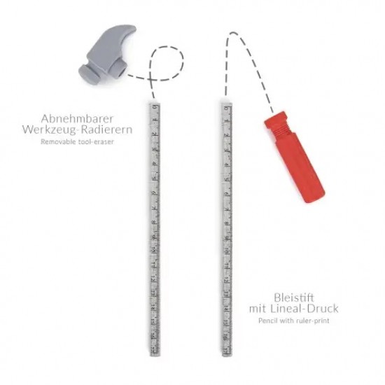 Creion scule  HB cu liniar si radiera set Trendhaus 952639