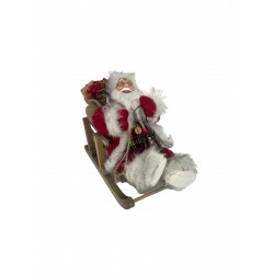Mos Craciun asezat in sanie din lemn, 30 x 24cm