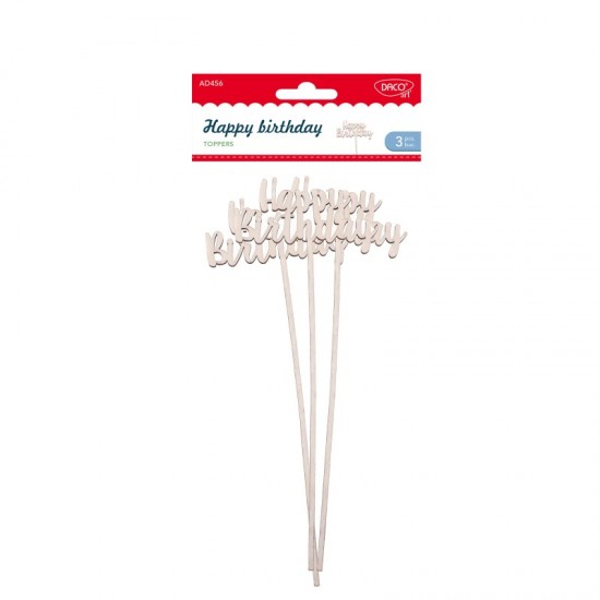 Happy birthday topper DACO, 3/set Happy birthday topper DACO, 3/set