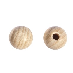 Bile lemn, semiperforate, FSC 100%, diam.15 mm, diam. perforatie 4 mm, 15 buc/set