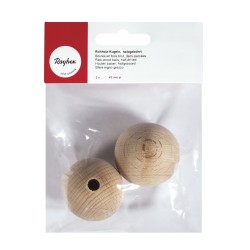 Bile lemn, semiperforate, diam.45 mm,2buc/set