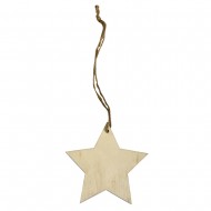 Stea de lemn pentru agatat FSC Mix, 8 cm, snur aproximativ 12 cm, 3 piese