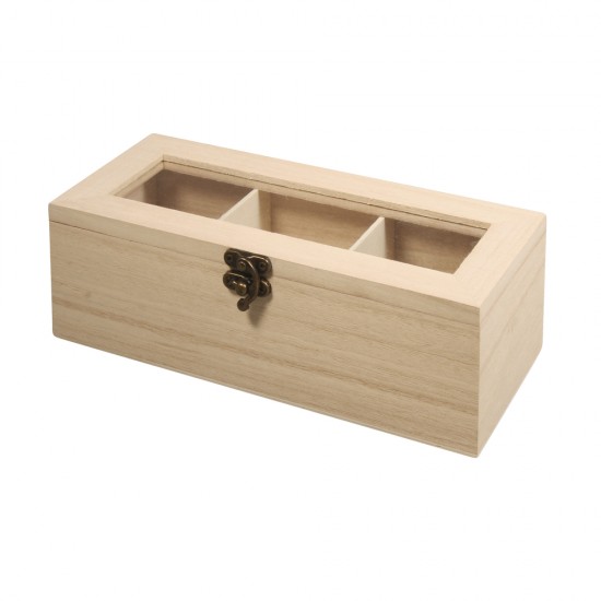 Cutie din lemn pentru ceai FSC Mix, 21.5x9x7cm, 3 compartimente