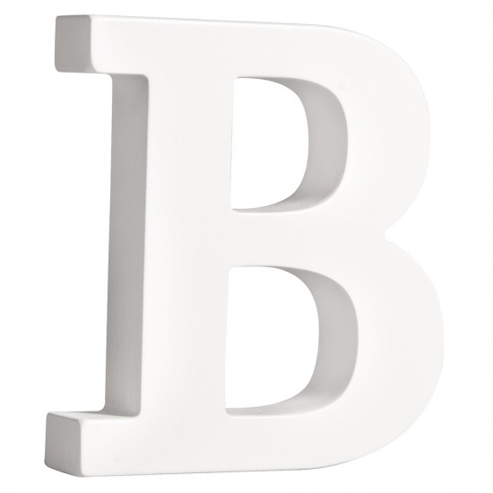 Litera B din lemn, Rayher, culoare alba, inaltime 11 cm, grosime 2 cm
