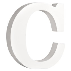 Litera C din lemn, Rayher, culoare alba, inaltime 11 cm, grosime 2 cm