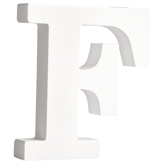 Litera F din lemn, Rayher, culoare alba, inaltime 11 cm, grosime 2 cm