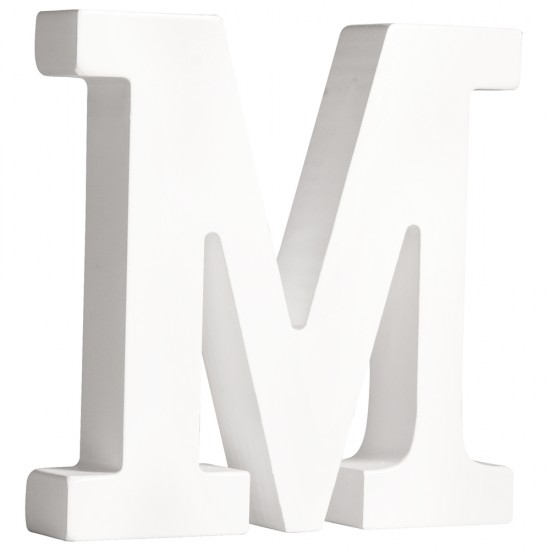 Litera M din lemn, Rayher, culoare alba, inaltime 11 cm, grosime 2 cm