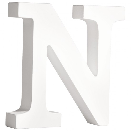 Litera N din lemn, Rayher, culoare alba, inaltime 11 cm, grosime 2 cm