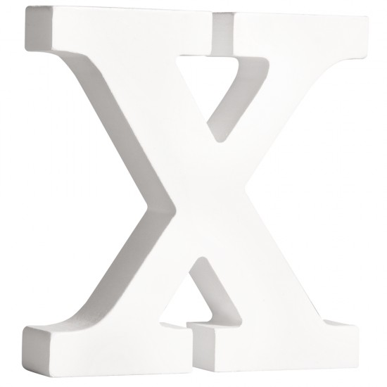 Litera X din lemn, Rayher, culoare alba, inaltime 11 cm, grosime 2 cm