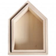 Casute lemn natur, FSC Mix, 14x10x4 cm+12.5x8.5x4 cm, 2 buc/set