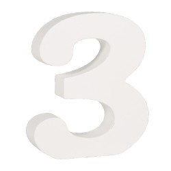 Cifra din MDF   3   , alb, 11cm, thick