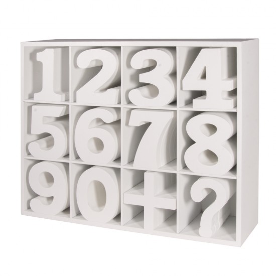 MDF - display: numbers+symbols, 72 pc., alb