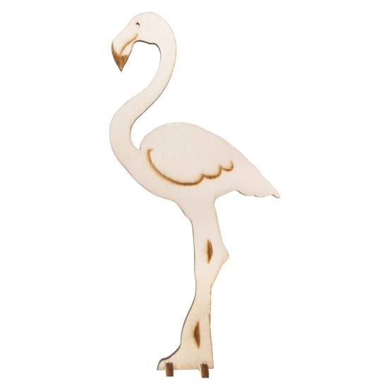 Decoratiune flamingo din lemn, Rayher, culoare natur, dimensiune 8,6x18 cm 