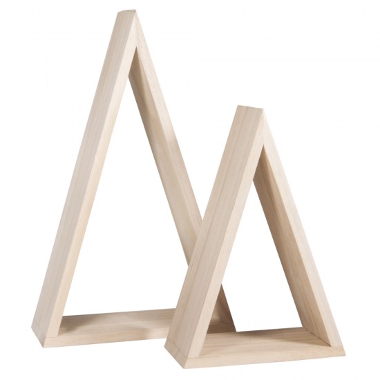 Cadru lemn natur, triunghi, 12x6,5x18 cm + 15x7x25 cm, 2 piese/set