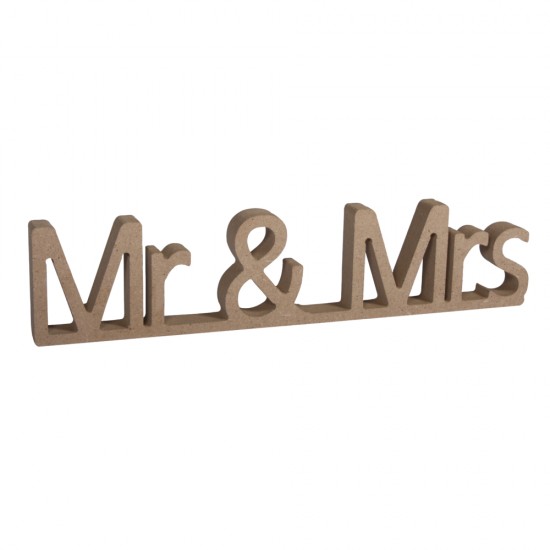 Ornament  Mr & Mrs  din MDF, Rayher, dimensiune 24x1,5x5,5 cm, se poate picta folosind culori acrylice
