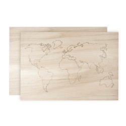 Harta lumii din lemn, natur, 42x29,7x0,4 cm Harta lumii din lemn, natur, 42x29,7x0,4 cm