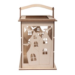 Kit creativ Rayher, Felinar lemn Liliac, 15.3x15.3x26.5 cm