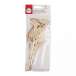 Decoratiuni din lemn Prieteni de Paste, dimensiune 7,5x20,5cm, 3 modele/set, culoare natur