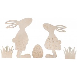 Decoratiune lemn "Iepuri-Prieteni de Paste",Rayher , 1 set, natur Decoratiune lemn "Iepuri-Prieteni de Paste",Rayher , 1 set, natur