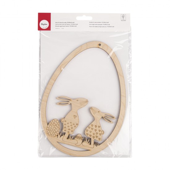 Ou lemn prieteni de Paste, FSCMixCred, lemn natur, 18x25cm, de agatat, Rayher