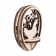 Wood plug-ins Rooster & Flowers,FSCMixCr, natural, 5-part, 8cm egg, tab-bag 1Set