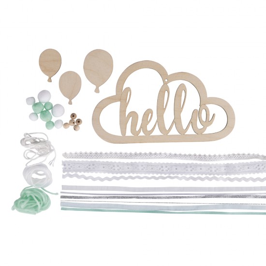 Kit creativ Rayher, ornament lemn "Hello", 22x12.5cm Kit creativ Rayher, ornament lemn "Hello", 22x12.5cm