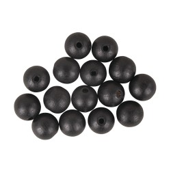 Wooden balls drilled FSC 100%, mat, 15mm, black, tab-bag 15pcs Wooden balls drilled FSC 100%, mat, 15mm, black, tab-bag 15pcs