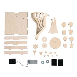 Kit creativ 3D "Mr&Mrs", lemn natur, FSC Mix, 18.5x18.5x25 cm, 35 piese