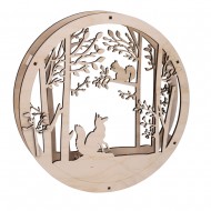 Kit creativ Rayher din lemn, Padurea, diam. 30cm, natural, 9 piese/set 