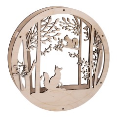 Kit creativ Rayher din lemn, Padurea, diam. 30cm, natural, 9 piese/set Kit creativ Rayher din lemn, Padurea, diam. 30cm, natural, 9 piese/set