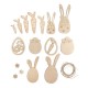 Ghirlandă din lemn de Paște, Rayher ,1,8-11,8cm, asortat, + snur, cutie 1 set, natural,