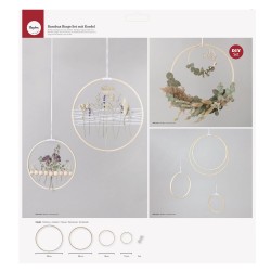 Set inele bambus cu snur, Rayher, 12-30cm ø , 4/set  Set inele bambus cu snur, Rayher, 12-30cm ø , 4/set