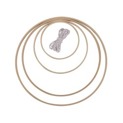 Set inele bambus cu snur, Rayher, 12-30cm ø , 4/set  Set inele bambus cu snur, Rayher, 12-30cm ø , 4/set