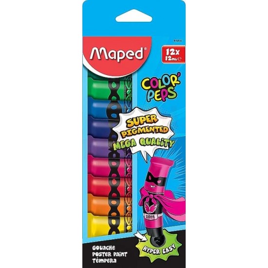 Tempera Maped, 12 culori x 12 ml 