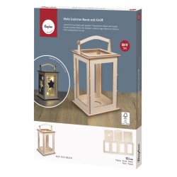 Kit creativ Rayher, Felinar lemn , 15.3 x 15.3 x 26.5 cm