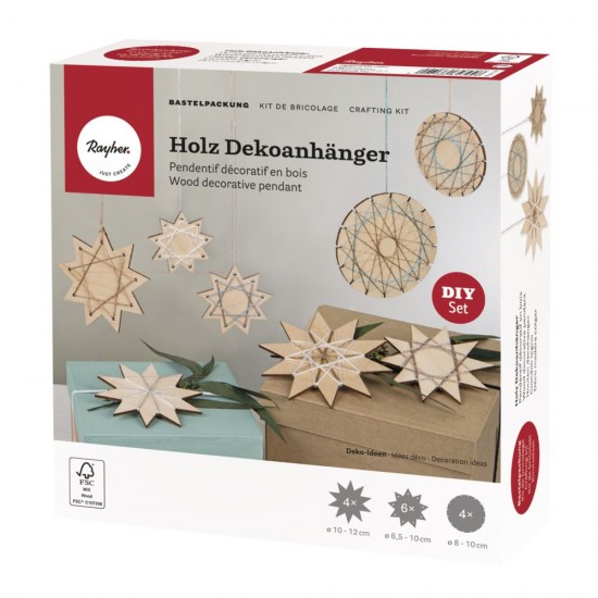 Pandantiv decorativ din lemn, FSC Mix Credit ø 6,5-12cm, + fire metalice, Rayher Pandantiv decorativ din lemn, FSC Mix Credit ø 6,5-12cm, + fire metalice, Rayher